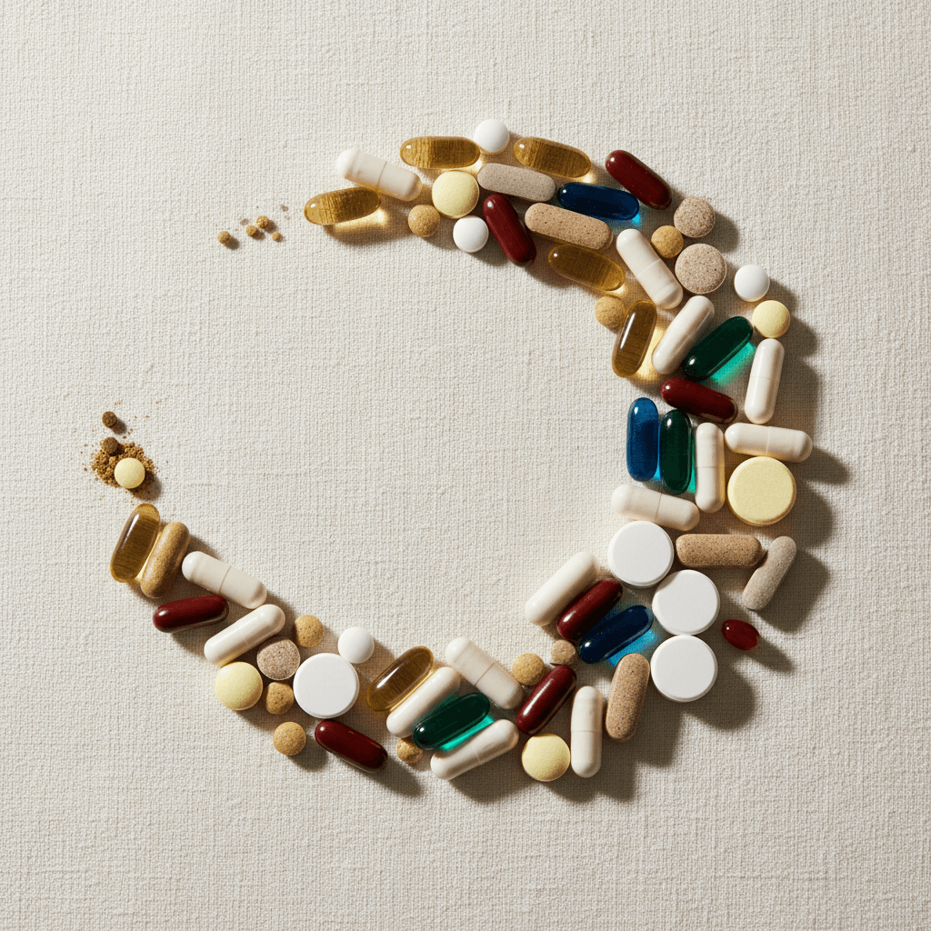 Assorted vitamin capsules and supplements