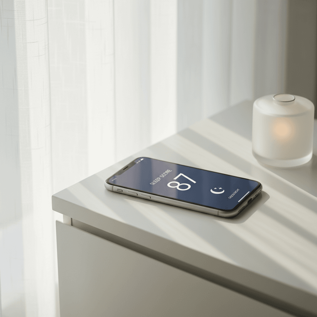Sleep score displayed on phone showing recovery data
