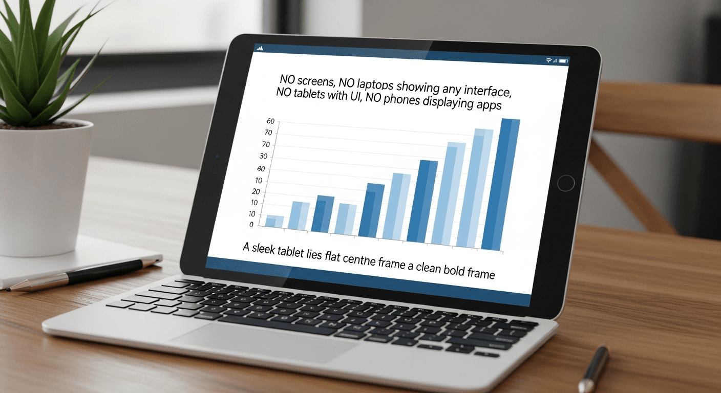 Tablet displaying a bar chart of foot traffic data on a natural light wood surface.