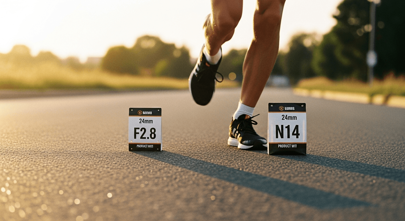 Close-up of a tired runner's legs in the final miles of a marathon, muscles visibly strained.