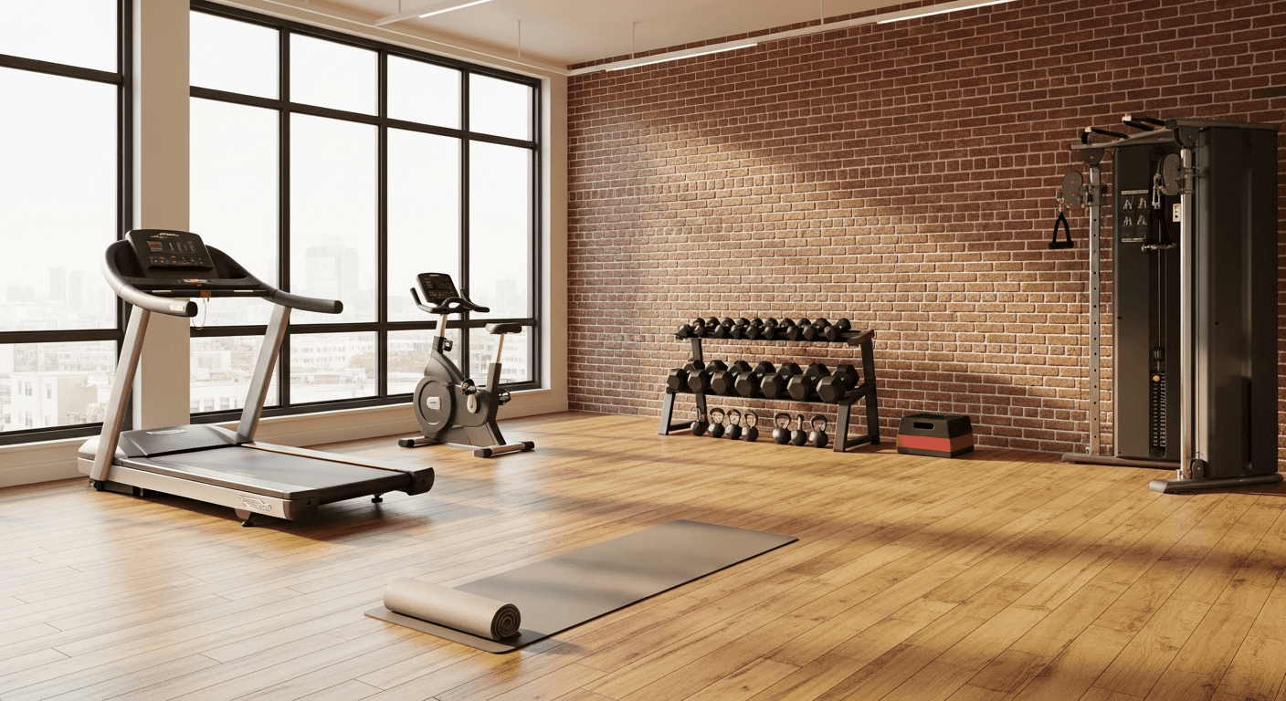 Modern private on-demand boutique gym studio interior